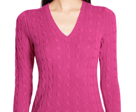 Cable cashmere V-neck Sweater